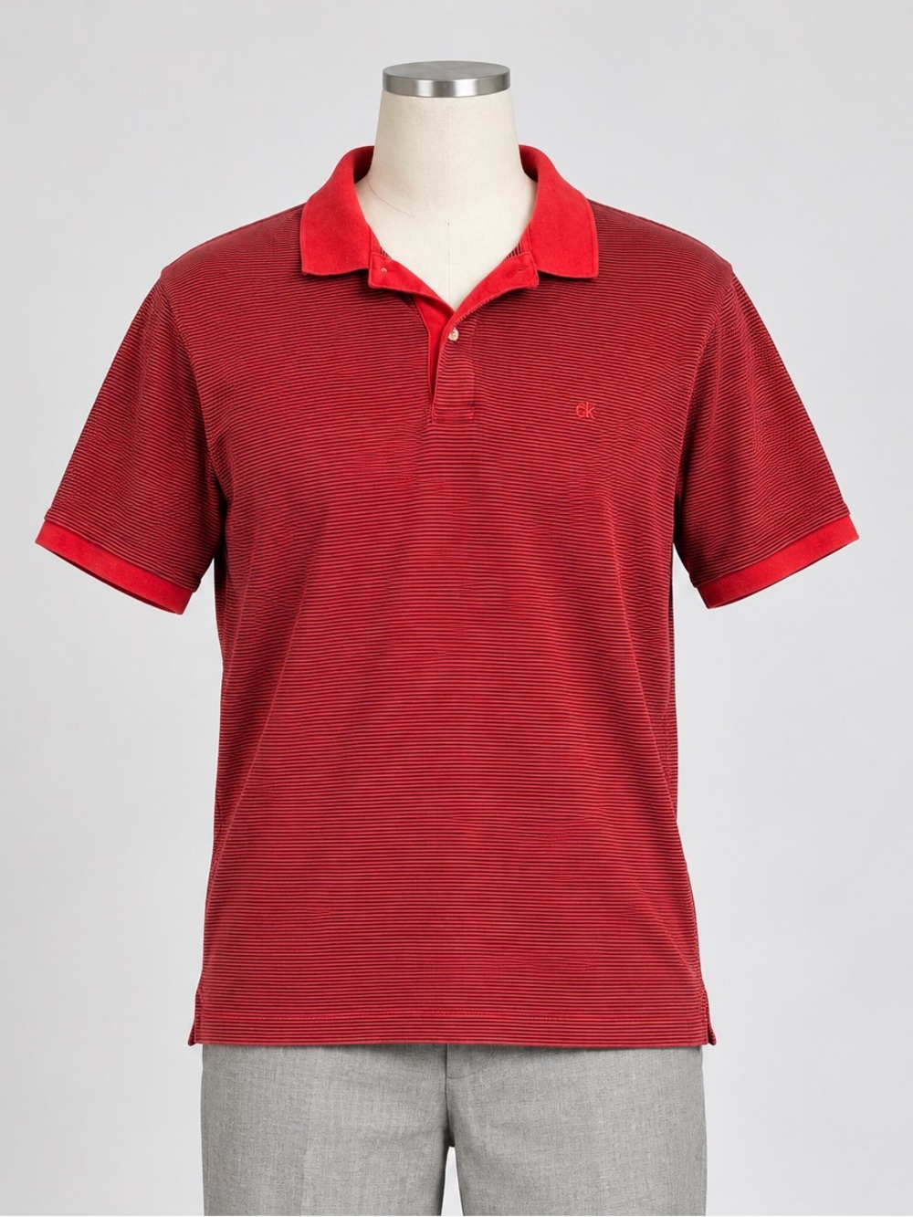 Calvin Klein Men's Red Striped Polo Shirt XL Preppy Golf Resort Classic